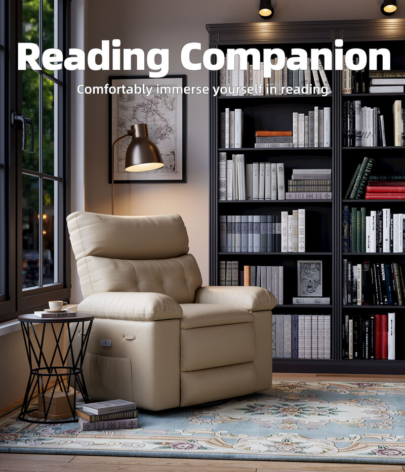 Oversized Manual Recliner Sofa Chair for Living Room, Bedroom, Nursery, Outdoor Relax, Beige image number 4