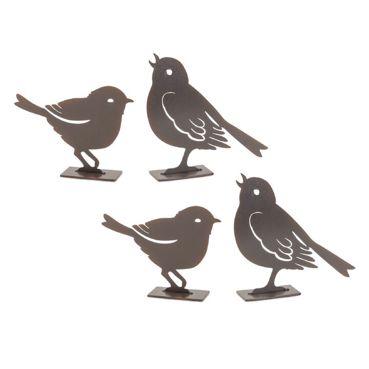Set of 4 Decorative Bird Statues for Garden, Yard, and Outdoor Décor