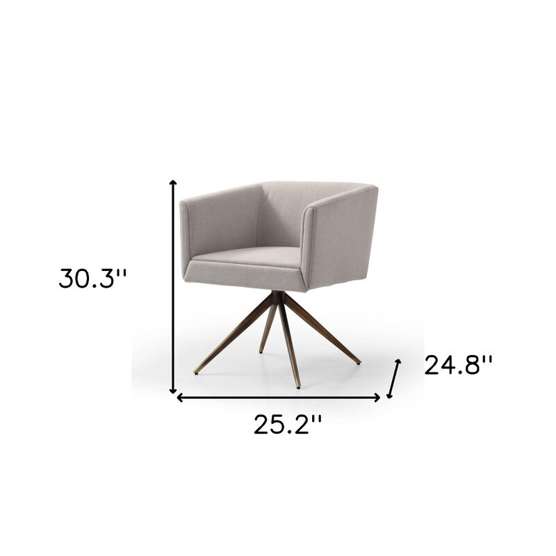 HomeRoots Light Gray And Brass Upholstered Fabric Dining Arm Chair image number 6