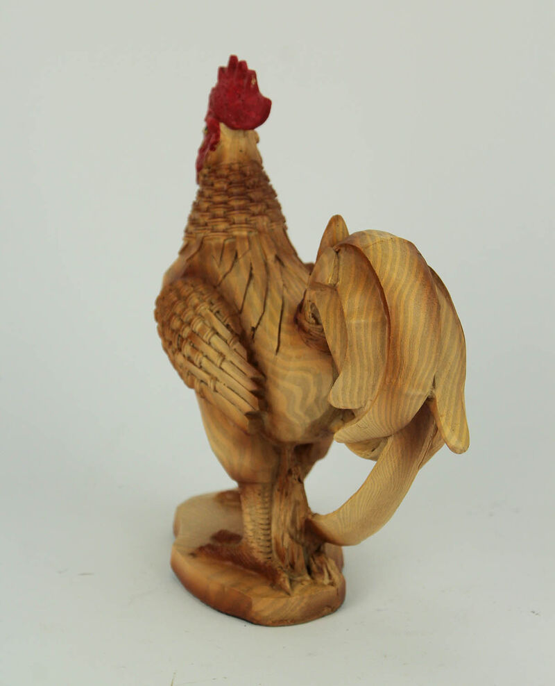 Faux Wood Carving Bamboo Look Standing Rooster Statue image number 2