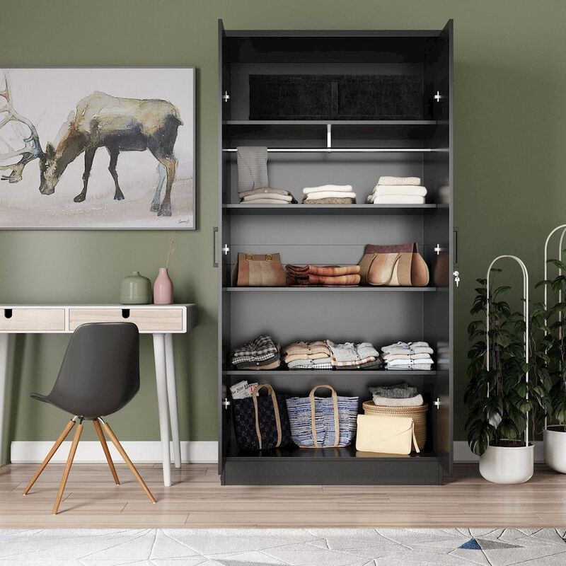 2 Doors Wardrobe Mirrored Door