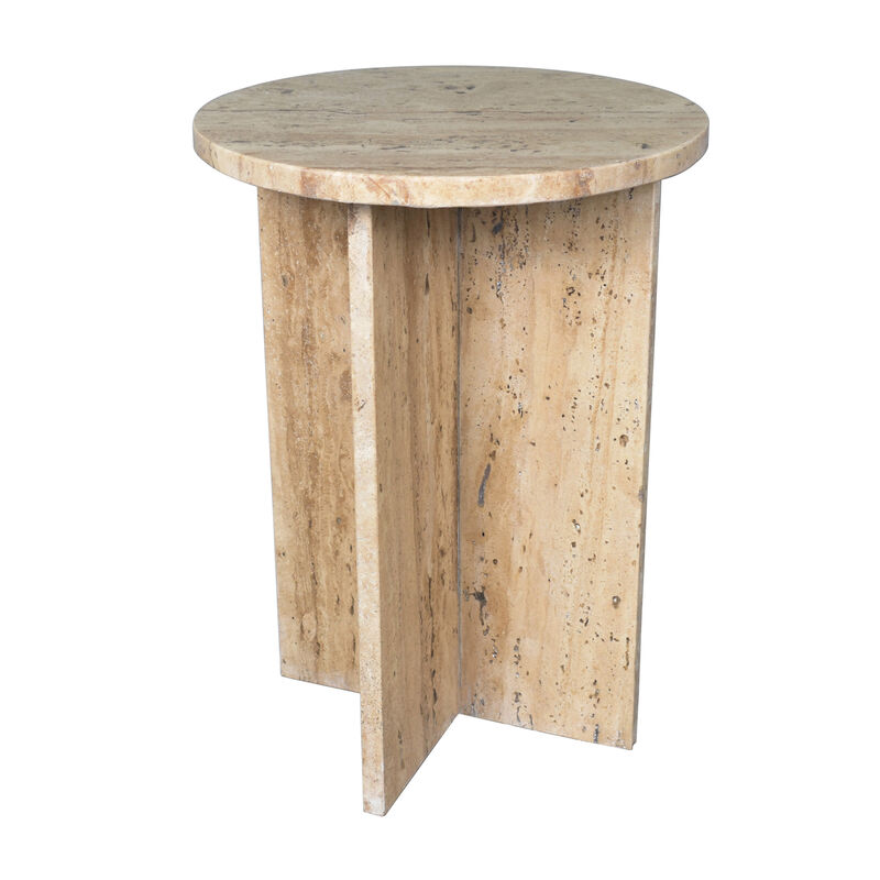 Javier 14" Contemporary Natural Marble Handmade X-Shaped End Table