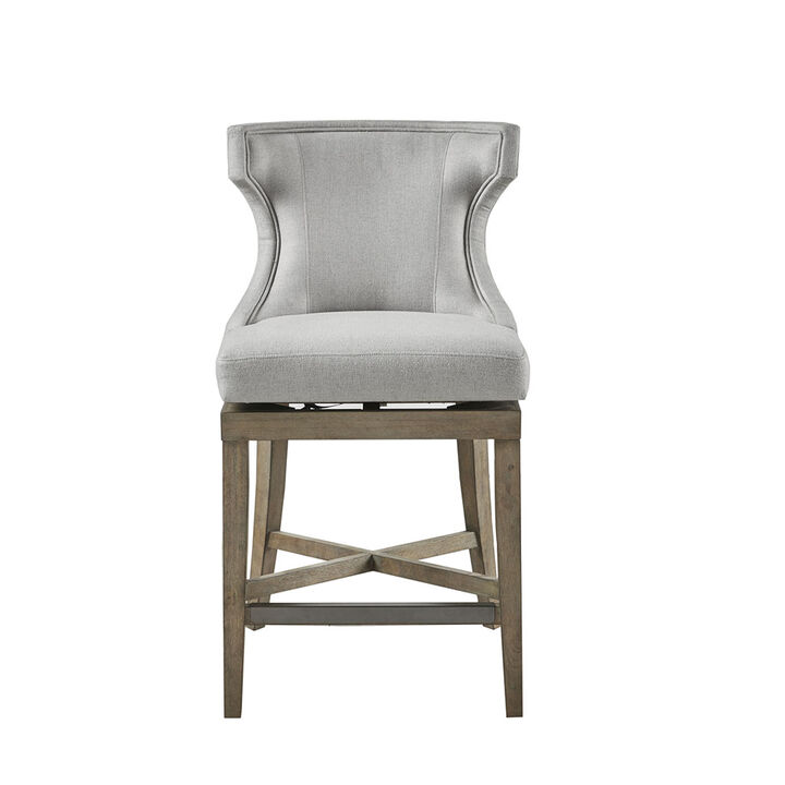 Gracie Mills Allie Swivel Wingback Counter Stool with Metal Kickplate