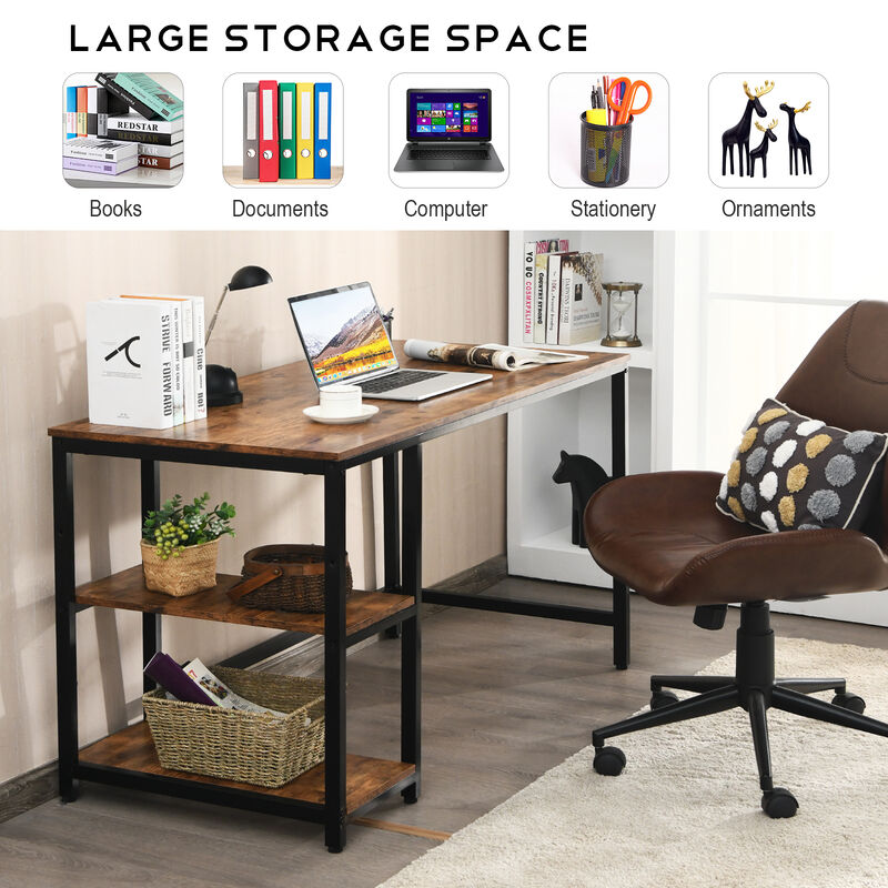 Costway 47'' Computer Desk Office Study Table Workstation Home w/ Adjustable Shelf Black