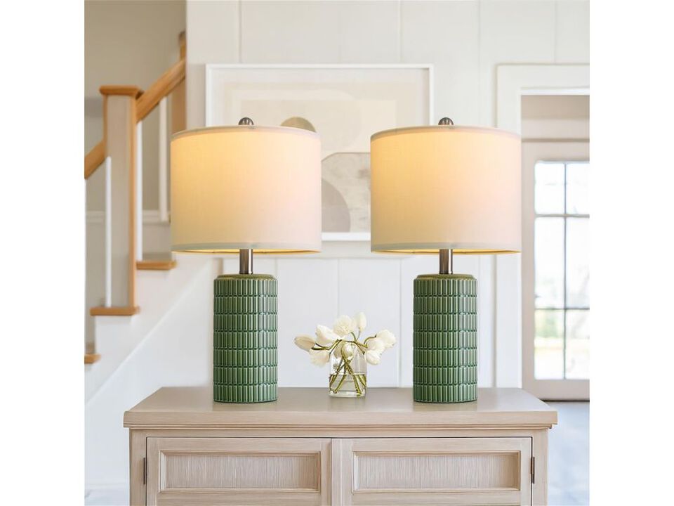 20 Inch Green Modern Ceramic Table Lamps Set of 2