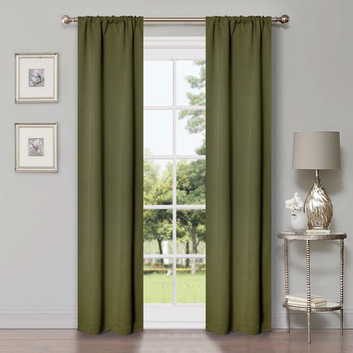 Blackout Curtain Set of 2, Solid Window Drapes for Bedroom and Living Room