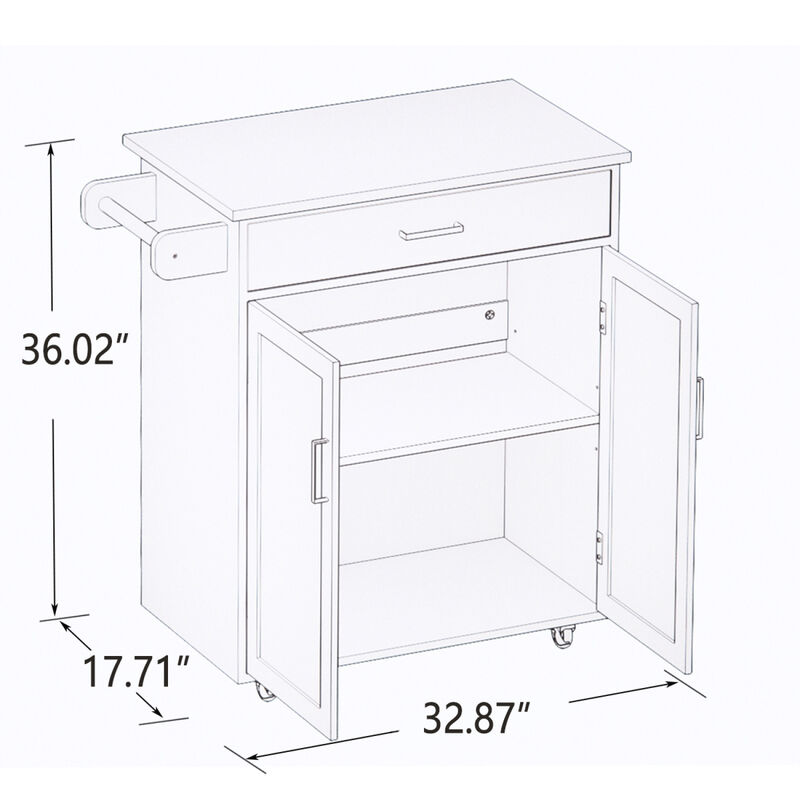 Streamdale Rolling Kitchen Cart with Towel Rack and Wood Top image number 9