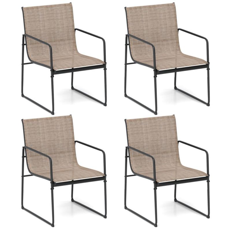 Hivvago Outdoor Dining Chairs Set of 4 Patio Furniture Chair with Breathable Seat and Backrest