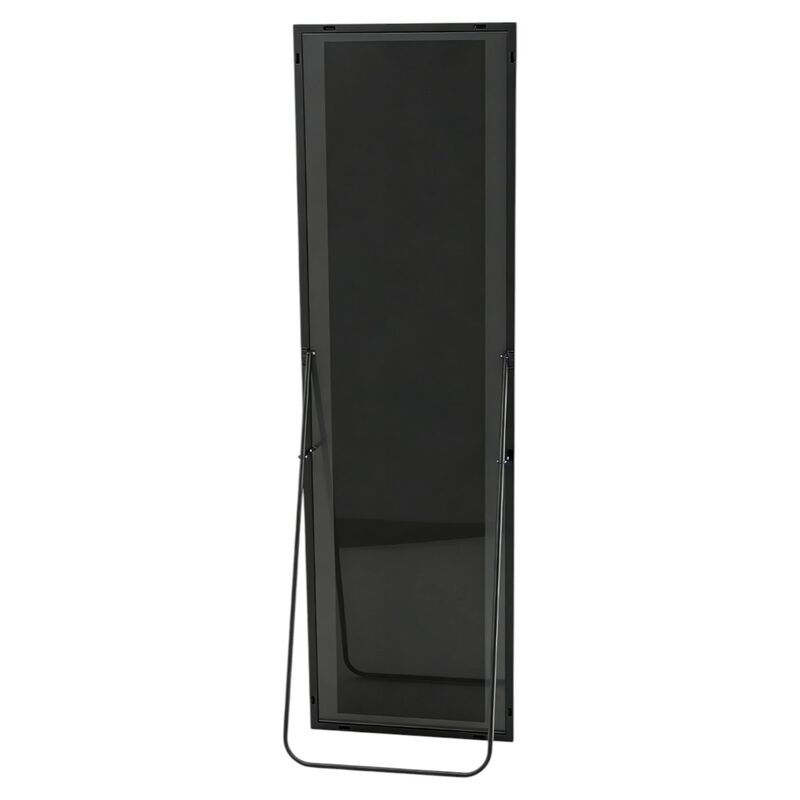 HomeRoots 56" Black Aluminum Freestanding And Wall Mounted Framed Full Length Mirror image number 2