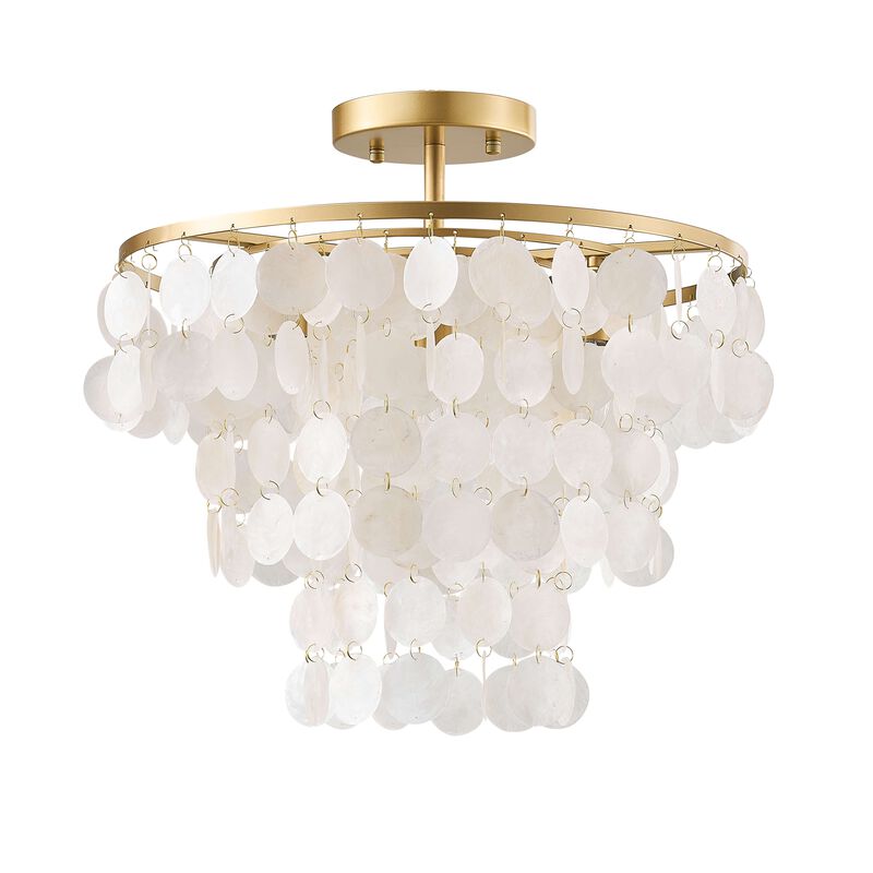 Pilar 4-Light Glossy Bronze Finish Natural White Shell Flush Mount image number 0