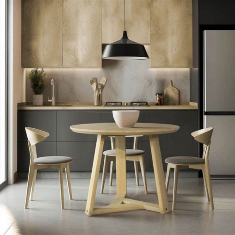 Modern Round Solid Wood Dining Table – Blonde Finish with Sleek Scandinavian Design