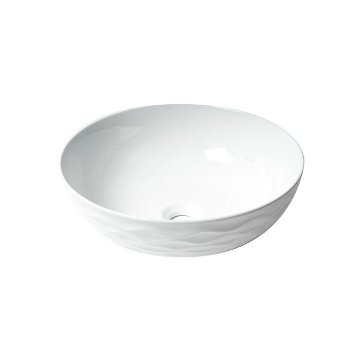 ALFI brand White 17 Decorative Round Vessel Above Mount Ceramic Sink