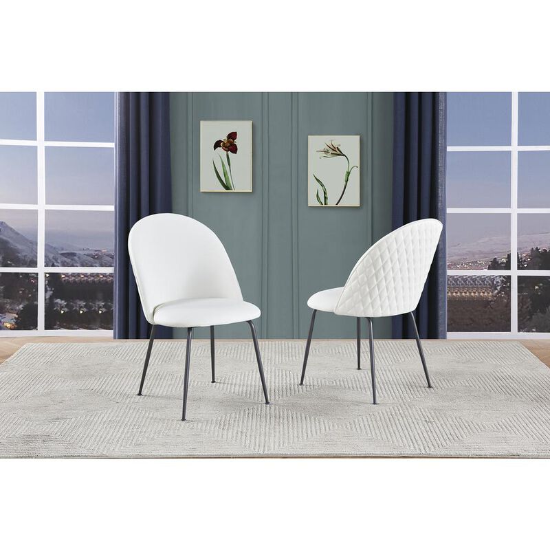 White Faux leather side chair - Set of 2