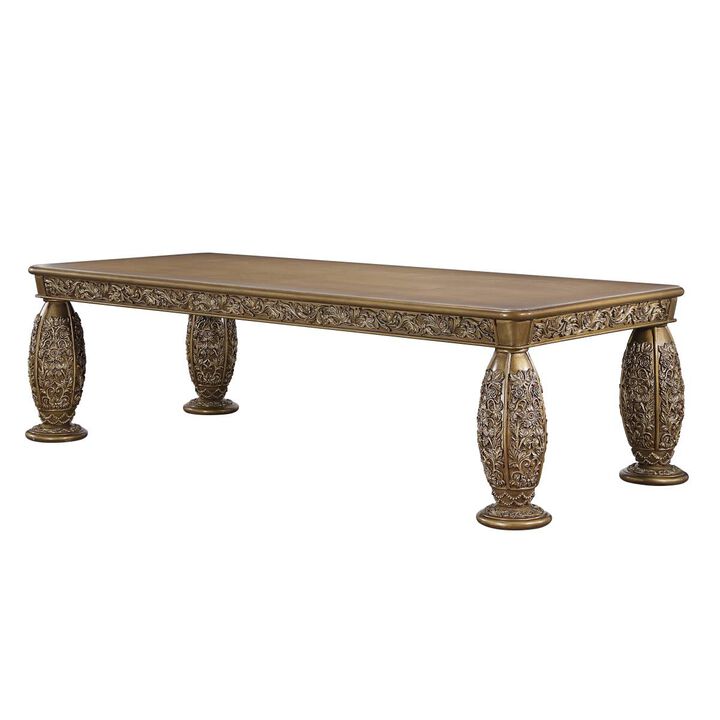 Constantine Dining Table, Brown & Gold Finish DN