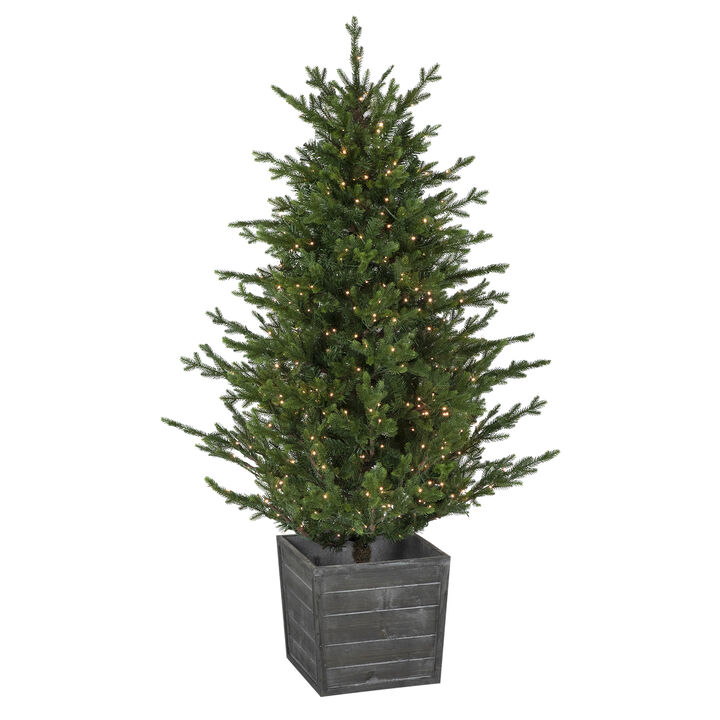 6' Pre-Lit Potted Deluxe Russian Pine Artificial Christmas Tree  Warm White LED Lights