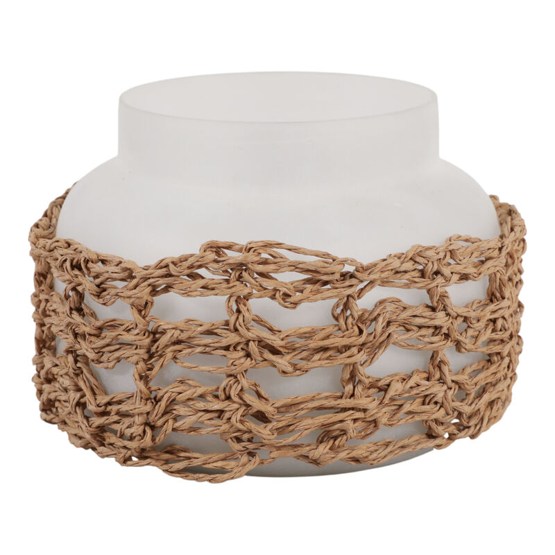 5" 14 Oz Sage & Citrus Woven Candle W/ Lid, White image number 2