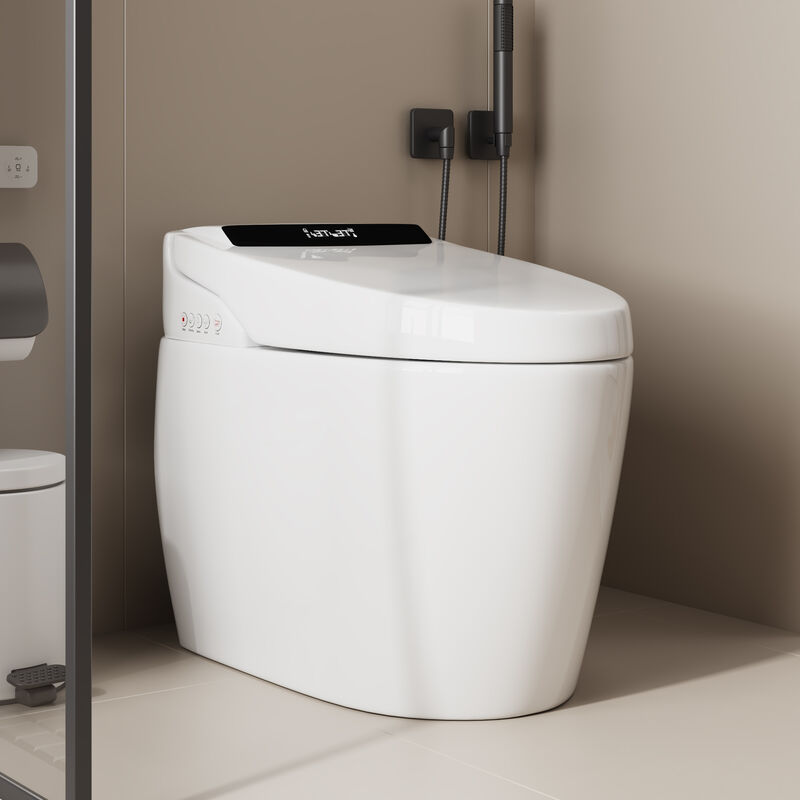 FUFU&GAGA Modern Ceramic Glazing Smart Toilet with Automatic Lid Foot Sensor Flushing Heated Seat and Multifunctional Bidet 26.8 in. W x 16.1 in. D x 18.7 in. H White