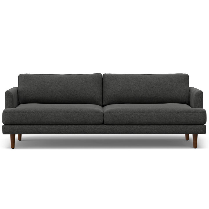 Livingston 90 inch Wide Mid-Century Modern Sofa in Charcoal Grey Woven-Blend Fabric