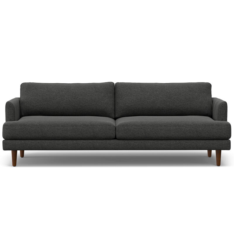 Livingston 90 inch Wide Mid-Century Modern Sofa in Charcoal Grey Woven-Blend Fabric