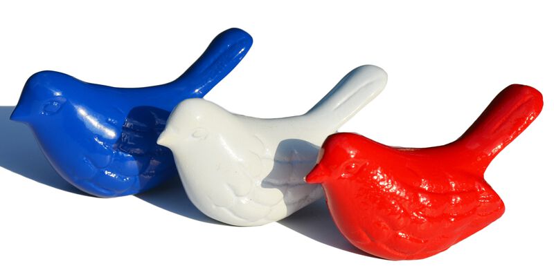 HomeRoots Set of Three Red White And Blue Metal Bird Tabletop Sculptures image number 0