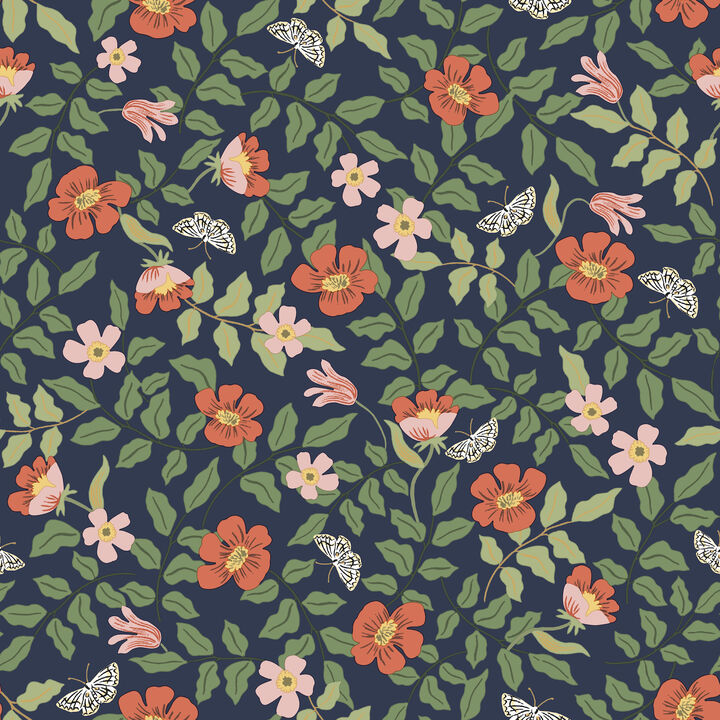 Primrose Rose & Navy Peel & Stick Wallpaper