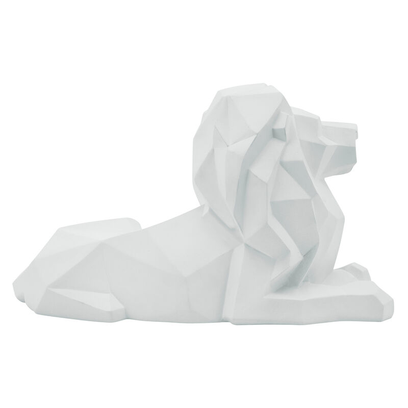 Resin 13" Laying Lion, White