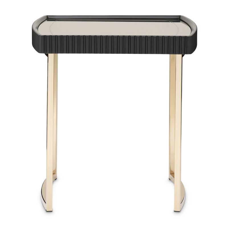 Michael Amini Lisbon Side Table - Silken Matte Black