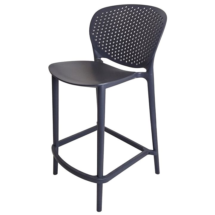 Celin 26 Inch Counter Stool Chair, Set of 4, Stackable, Mesh Back, Gray - Benzara