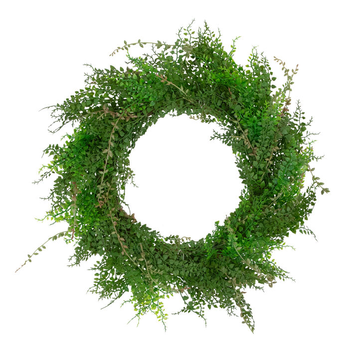 Mixed Boxwood and Berry Artificial Wreath  24-Inch  Unlit