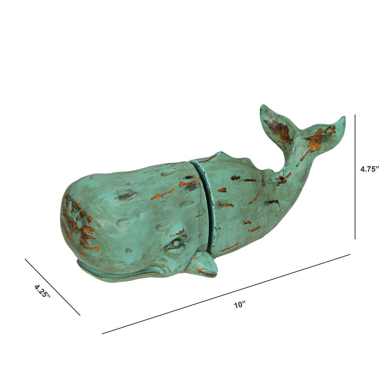 Verdigris Decorative Whale Bookends Resin Bookshelf Nautical Decor Rustic Beach image number 5
