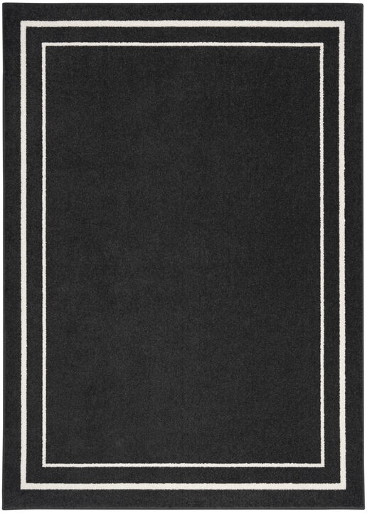 HomeRoots 6' X 9' Black And Ivory Indoor Outdoor Area Rug