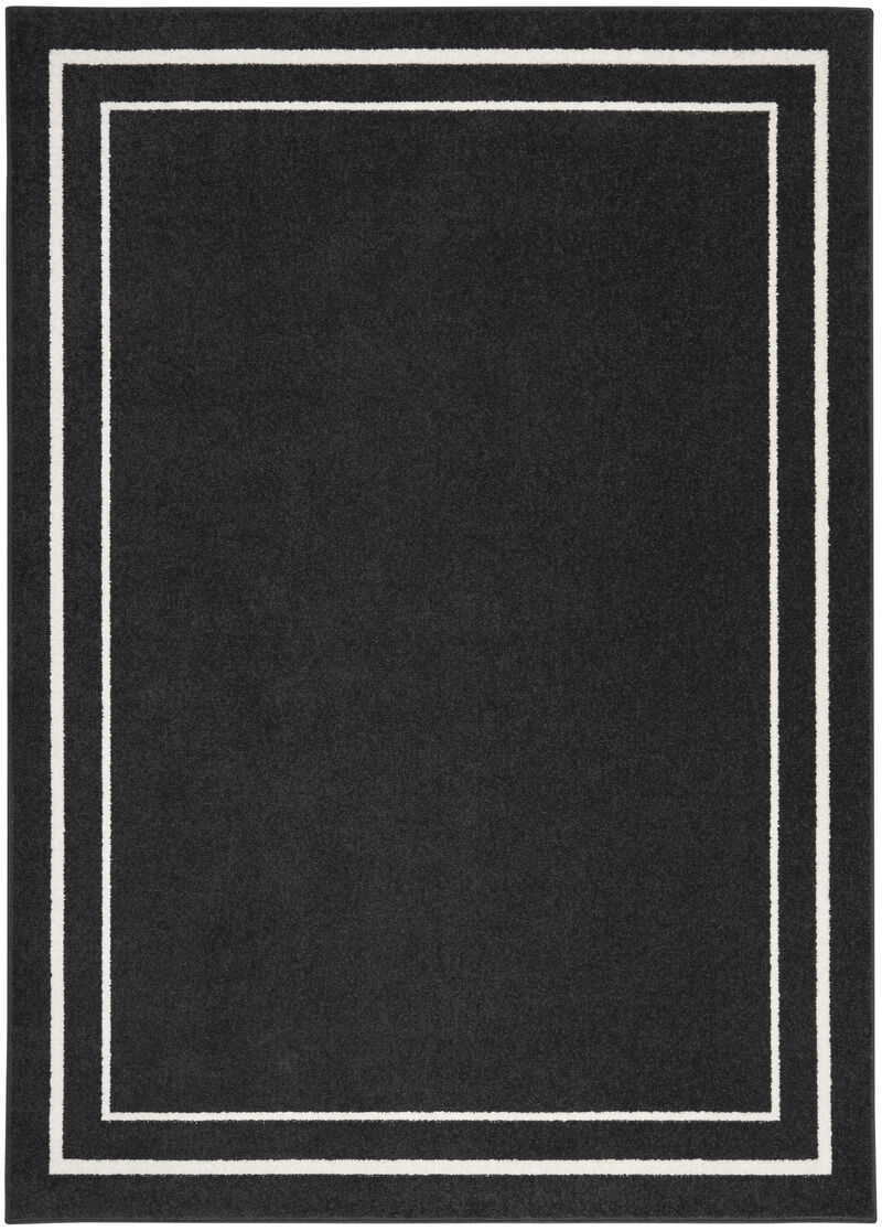 HomeRoots 6' X 9' Black And Ivory Indoor Outdoor Area Rug image number 0