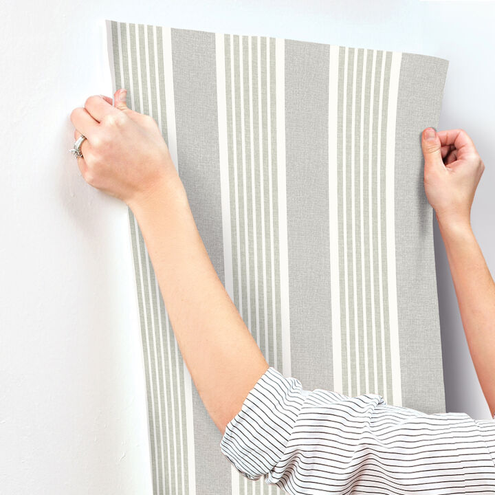 Bingley Green Embellished Stripe Wallpaper