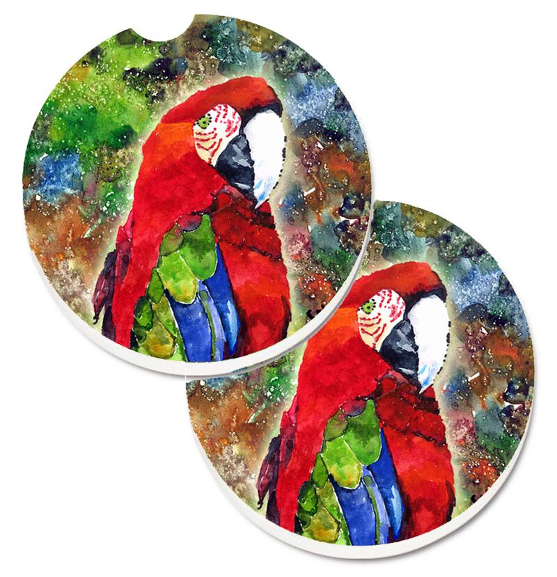 Caroline's Treasures Bird - parrot Set of 2 Cup Holder Car Coasters 8606CARC, 2.56, Multicolor