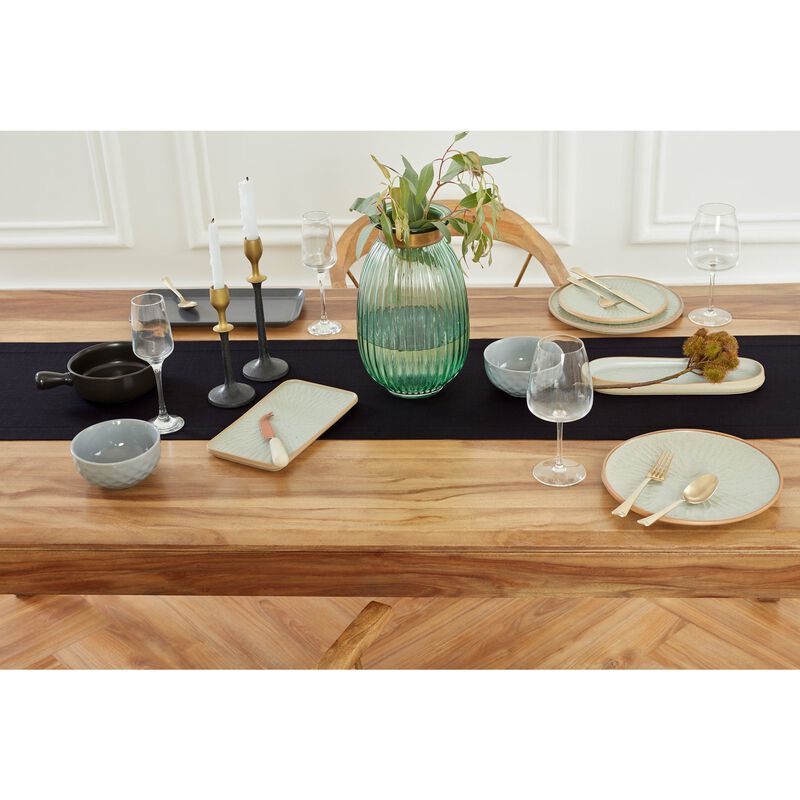 Solino Home 100% Pure Linen Table Runner - Medium Weight Hemstitch