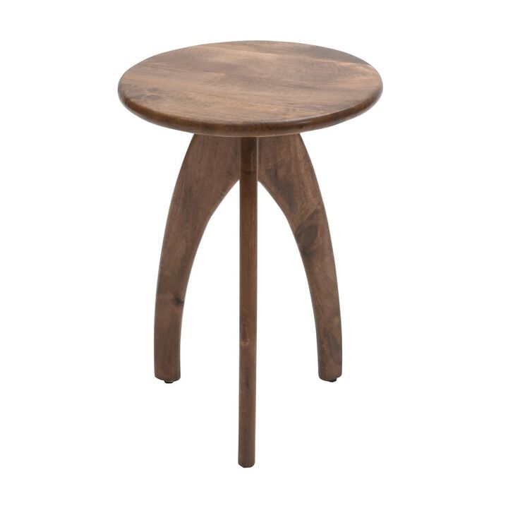 Jofran Aero Curved Space Age Round Mid-Century Modern Solid Wood Accent End Table