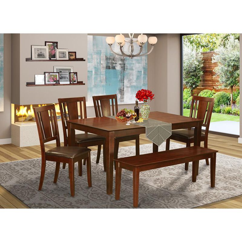 6 Pc Kitchen Table with bench-Kitchen Table and 4 Chairs and Bench