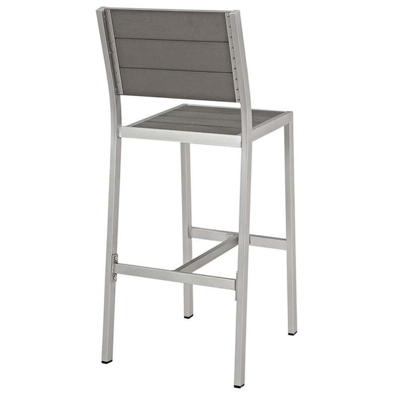 Modway Shore Outdoor Patio Aluminum Set of 2 Armless Bar Stool in Silver Gray image number 4
