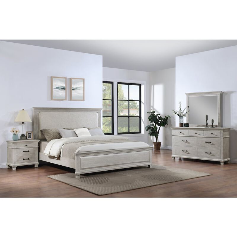 New Classic Furniture Silver Sands 4Pc Wood King Bedroom Set w Ns in Gray image number 1
