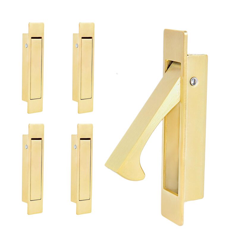 Pocket Door Pull Handle, Edge Pull, Professional Stainless Steel 304, Flush Mount Door Pull for Pocket Sliding Door (Satin Brass