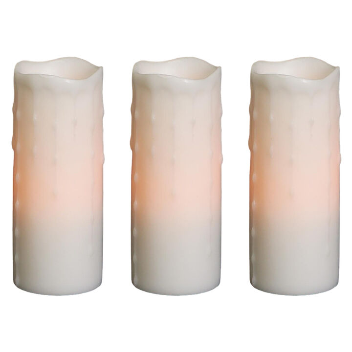 Set of 3 LED Wax Dripping Pillar Candles for Ambient Lighting and Decor