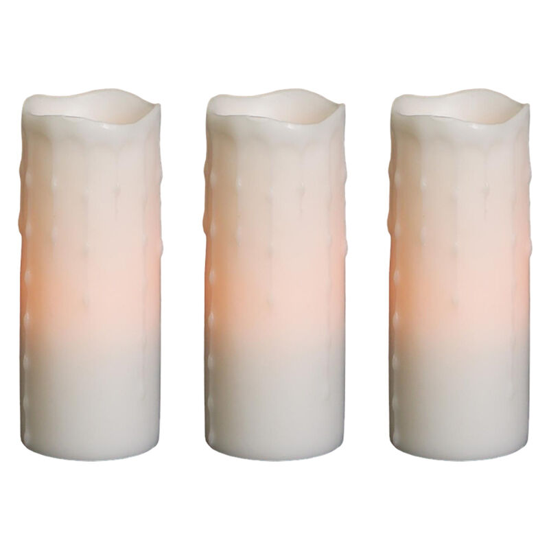 Set of 3 LED Wax Dripping Pillar Candles for Ambient Lighting and Decor