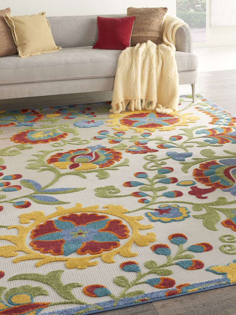 Aloha ALH17 Ivory/Multicolor 6' x 9' Rug