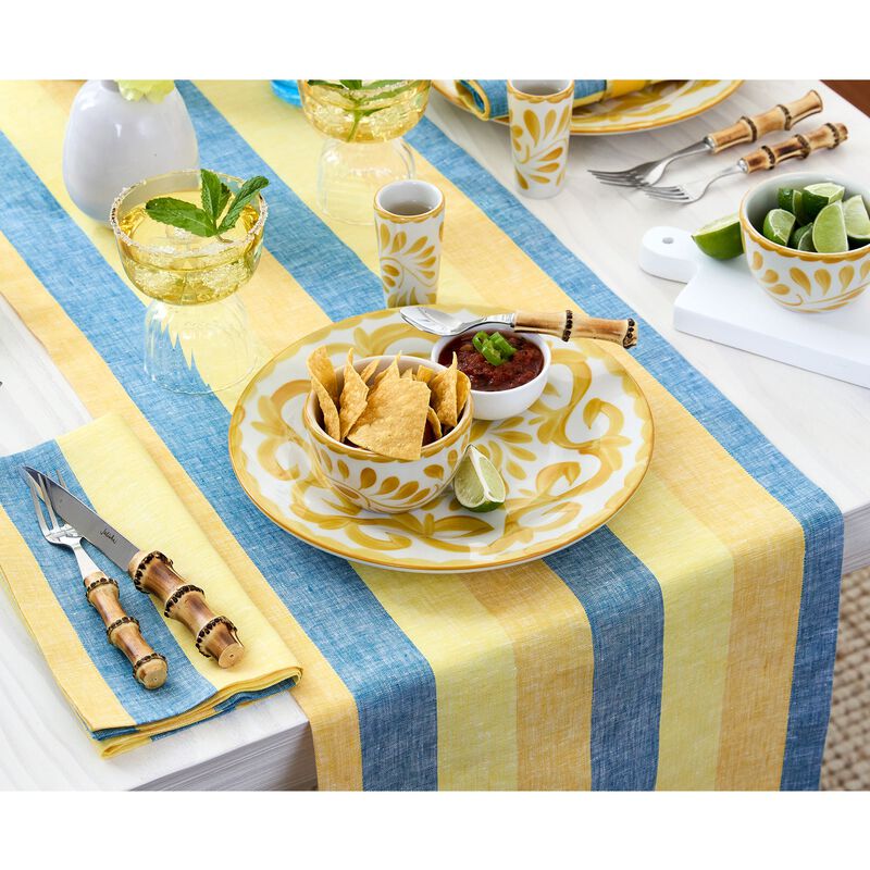 Solino Home Cabana Stripe 100% Linen Table Runner &ndash; Handcrafted, Machine Washable, Perfect for Holiday and Everyday Dining