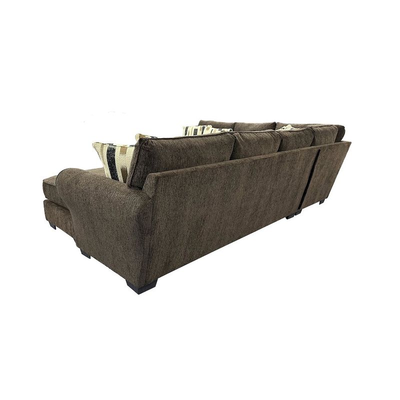 Porter Designs Savannah Soft Chenille Fabric Sectional, Brown image number 3