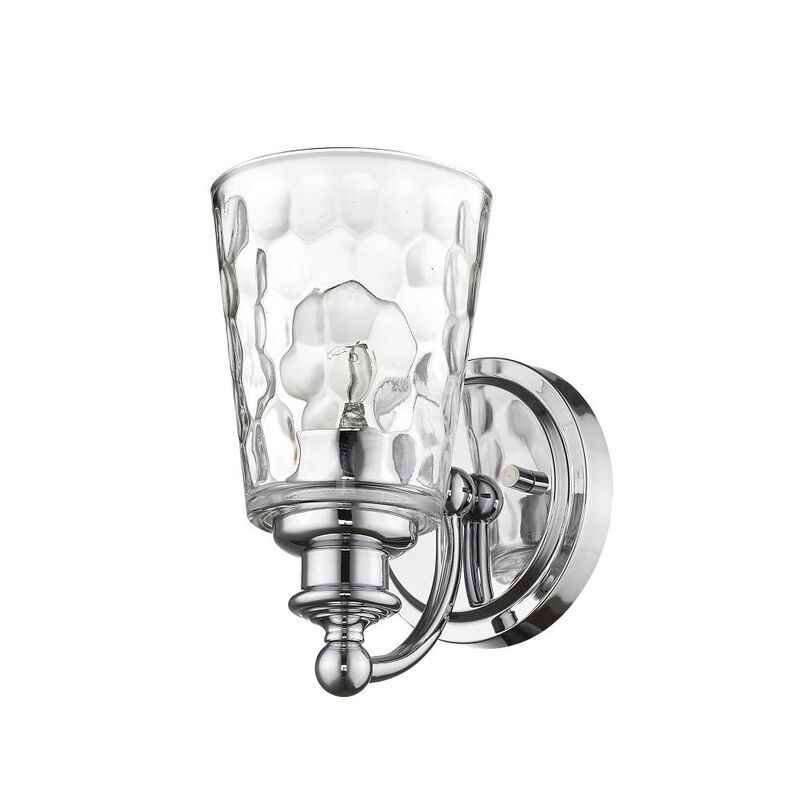 Hivvago Silver Metal and Pebbled Glass Wall Light