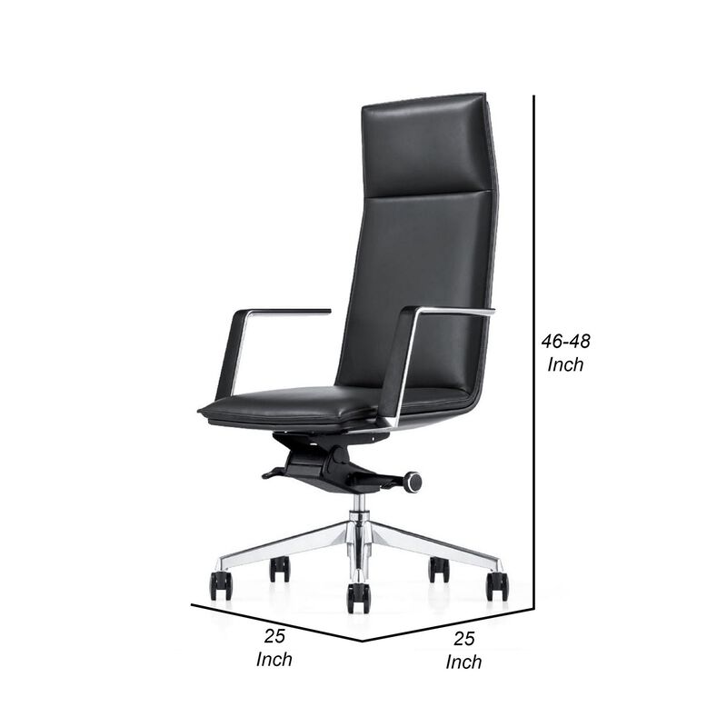 Cid 27 Inch Modern Swivel Office Chair, Tall Back, Reclining, Dark Gray - Benzara