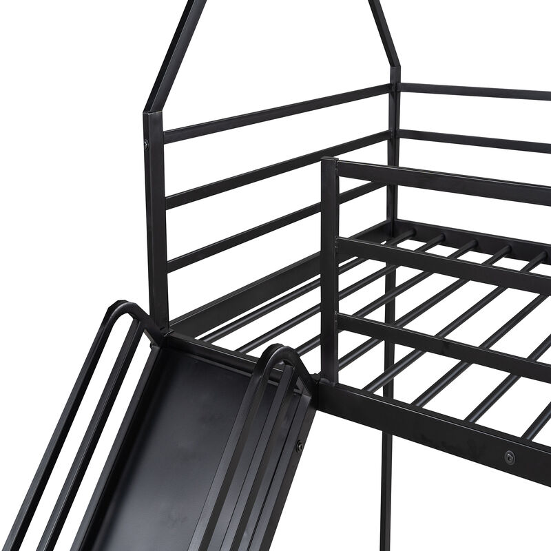 Merax House Bunk Bed with Ladder and Slide