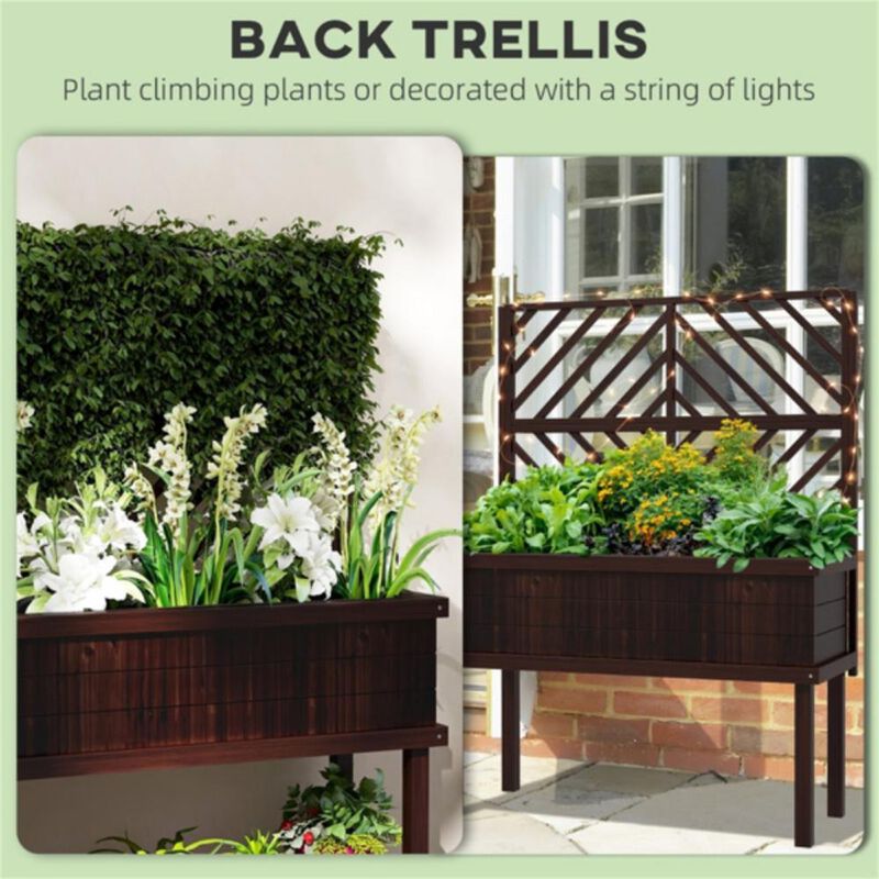 Wooden Flower Shelf & Planter Box for Indoor & Outdoor Plants Garden Display Stand