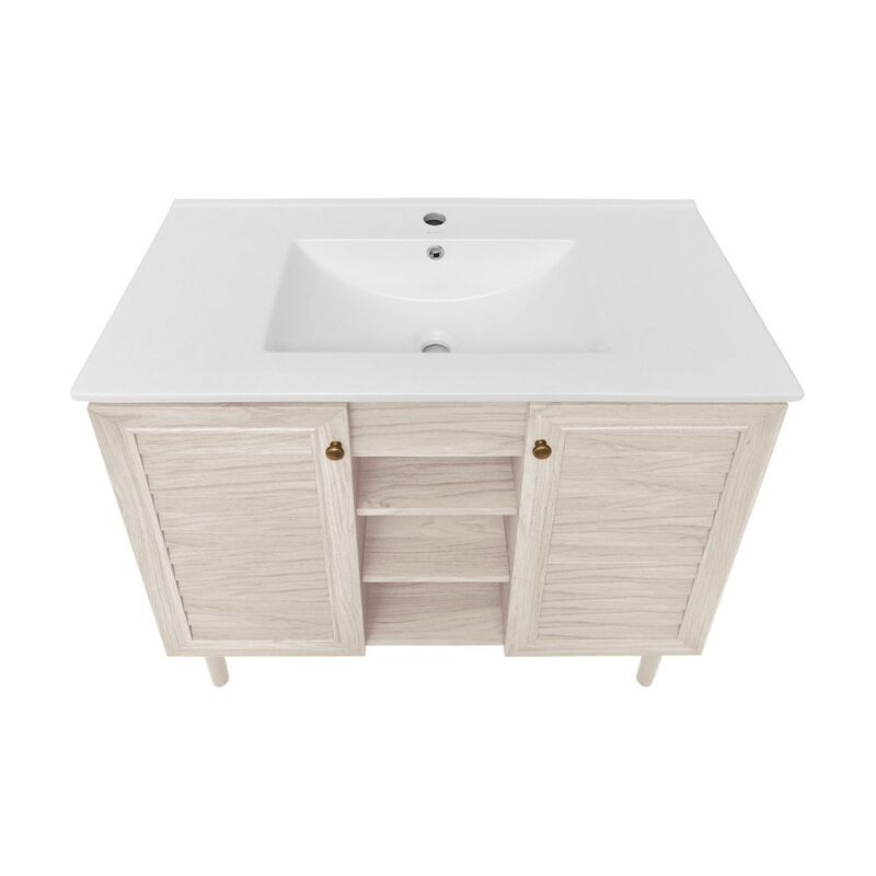 Bron 36" Freestanding Bathroom Vanity in White Oak with Sink Top image number 6